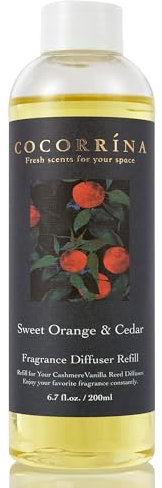 COCORRÍNA Raumduft Nachfüller 200ml, Sweet Orange & Cedar, Langanhaltender Duft mit natürlichen ätherischen Ölen, Erfrischender und beruhigender Raumduft für Wohnzimmer, Schlafzimmer und Badezimmer