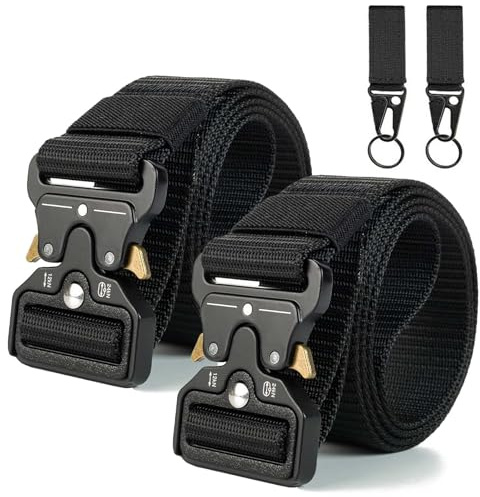 MOAZIFI 2er Taktischer Gürtel, Herren Arbeitsgürtel, Schwarz, Einfarbig, Erwachsener, 125cm, 3.8cm, 3cm, Schnalle, Nylon, Taktisch