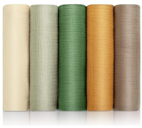 Huiguli 5 stycken babymusslor, 60 x 60 cm mjuk muslin, 100 % bomull mussol för nyfödda, absorberande och andas, babyvårdsmusoler för flickor och pojkar