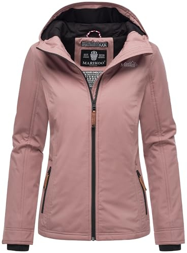MARIKOO Giacca da donna leggermente foderata, per le mezze stagioni, con fodera interna in jersey e grande cappuccio, mora XS-6XL, malva, XXL
