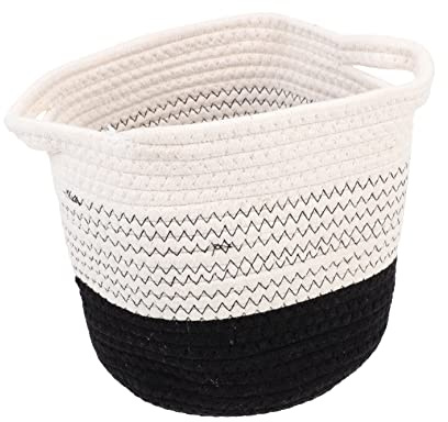 Cabilock Cesta Tejida De Cuerda De Algodón Canasta De Mantas Cesta Plegable Cesto De La Ropa Balde Cesto De Ropa Plegable Cesta De Con Decoración Del Hogar Cesta De Juguete Decorativa