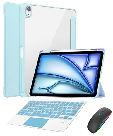 Funda con Teclado para iPad Mini A17 Pro 2024 /Mini 6 2021 8,3'' con ratón, Funda Delgada Inteligente con Teclado Bluetooth para iPad Mini 7.ª/6.ª generación 8,3 Pulgadas