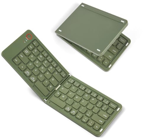 Aolso Tastiera Wireless Bluetooth Pieghevole, Tastiera Wireless Leggera, Triplo Pairing, Tastieras Portatile Ricaricabile per Smartphone/Tablet/PC/iPad/iPhone, Sistema Windows, iOS, Android-Verde