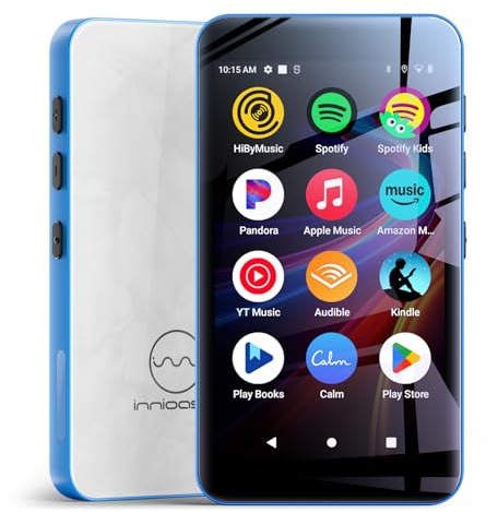 MP3 Players with Bluetooth WIFI,160GB innioasis MP3 Players with Spotify, Spotify Kids, Pandora, Play Store, Parental Manager App, Calm, 4 HD Full Touch Screen MP4 Music Player for Kids (Blue+White)