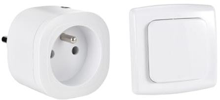 KYF Prise Connectée WiFi + RF 3680W, Type E, Compatible TUYA/Smart Life avec Interrupteur Sans Fil, Contrôle via Application et Télécommande, Blanc