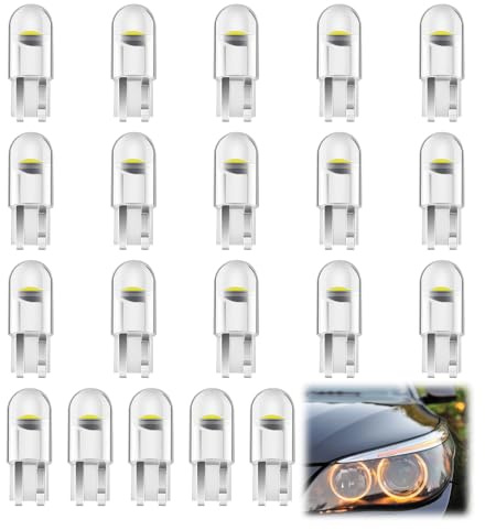 Stalora 20 pz lampadine LED T10 per auto, W5W, 12 V, 6500 K, illuminazione interna, ricambio per luce di posizione senza errori, lampada di posizione, anti-abbagliamento, bianco, per interni ed