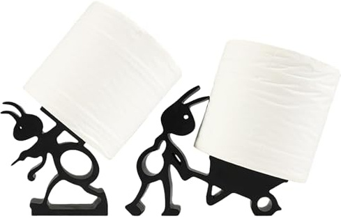 2 Stück Ameisen Toilettenpapierhalter - Schwarz Freistehend Ameise Rollenhalter,Niedliches & Lustiges 3D-Gedrucktes Badezimmer-Set