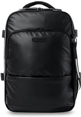 TOTTO - Mochila Viaje, Modelo Trip, Capacidad 18L, Mochila para Pc 15, Bolsillo Secreto, Correas de Compresión Internas, Pasador para Sistema de Ruedas, Cómoda y Resistente, Color Negro