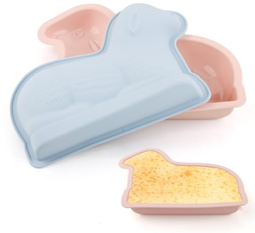 QIANAI Stampo In Silicone per Agnello, 2 Stampi Pasquale Stampi, 3d Forma di Agnello Stampo di Pasqua, Uno Blu e Uno Rosa può Essere Utilizzato per Preparare Pane, Cioccolato e Budini