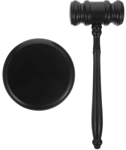 Sewroro Mazo de Juez de Madera Negro Sonido Claro y Fuerte, Martillo Portátil para Subastas y Uso Profesional en Juicios