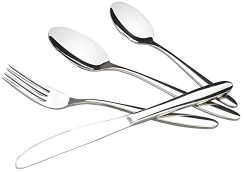 Ponpong 18/10 Couverts de Service Couvert de Table Set de Couvert de Table Ménagère Couverts Ensemble Couverts en Acier Inoxydable, 48 Pcs pour 12 Personnes