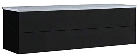 StoneArt Badmöbel Set mit Mineralguss Waschbecken Waschschale Aufsatzwaschbecken und Unterschrank Waschtisch Einzel- oder Doppelwaschbecken Brugge BU-1601pro dunkelgrau 160cm