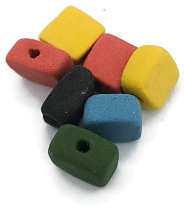 Mix Set of 7 Ceramic Matte Beads 15mm for Earrings, Handmade Square Pottery Spacers for Garland or Jewelry