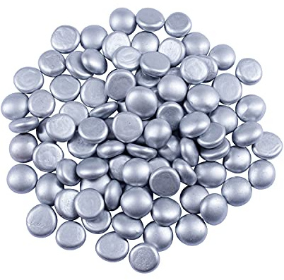 Galashield Marmi di Vetro Piatto Argento per vasi Gemme di Vetro Perline ciottoli Vaso riempitivo (100 Pezzi)