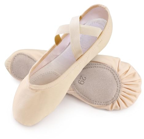 boruizhen Zapatillas de Ballet Niña Suela Partida de Cuero Zapatillas Ballet Mujer Lona Punteras Gimnasia Ritmica Niña Beige 39 EU