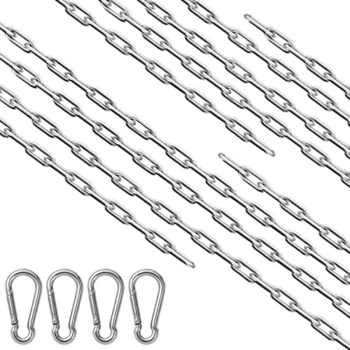 Kette 304 Edelstahl Metall Ketten 2Meter Ø3mm Rundstahlkette mit Karabiner für Schaukeln Hängesessel Sandsäcke Blumentöpfe Vogelkäfig Schatten Segel Zaun Haustier Hundekette Billboard Ornaments DIY