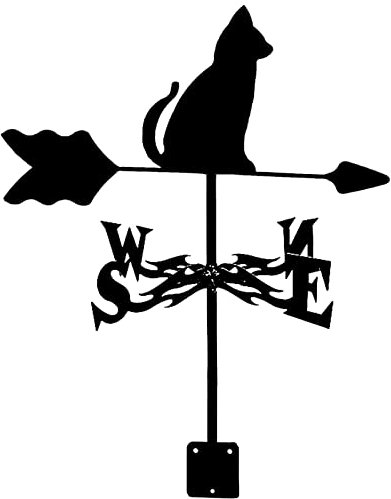 Girouette Chat Silhouette girouette Anti-Corrosion rétro indicateur de Direction du Vent girouette Noire Classique appliquer au Garage Jardin Grange Toit décorer Installer décorer