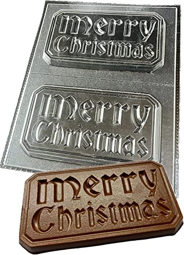 dennycraftmoulds.co.uk Merry Christmas Chocolate Bar Mould 2 Cavities Reusable Transparent Plastic molds Make 100g Bars (4343a)