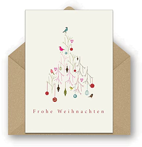 Pusteblume Grusskarten 25 recycelte Weihnachtskarten mit Umschlägen - Stilvolles Weihnachtsbaumdesign (25 Stück)