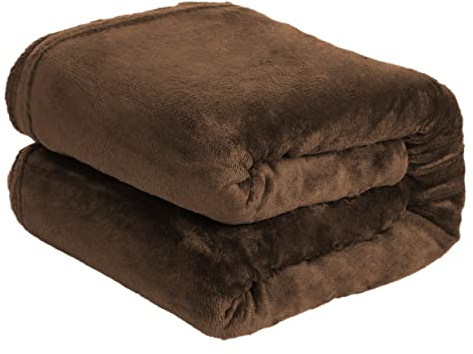 H HANSEL HOME Manta para Sofá Extrasuave Microfibra, Manta Sofa Franela, Manta Polar para Cama, para Toda Estación - Marrón,130x160cm