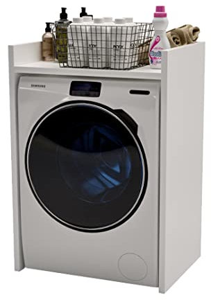 MRBLS Waschmaschinenschrank Überbauschrank für Waschmaschine & Trockner Wäschetrockner Badschrank Badezimmermöbel Waschküche Waschmaschinenregal Waschmaschinenüberbau viele Farben - 66x97x62cm (Weiß)