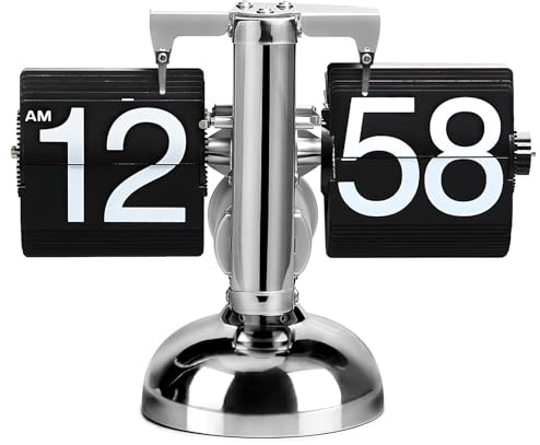 Serlium Digital Retro Flip Down Clock - Minimalist Single Foot Mechanical Auto Flip Desk Clock for Home Living Room (#1)