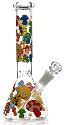 Glass Bong With Tornado Percolate, Green Water Pipe 25cm Height 400g Weight, 14.5mm Bowl for Smoking Hookah Oil Rig Nicotine Free