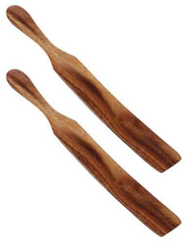 DEARMAMY Spatule En Bois Cuillère De Remplissage De Boulettes Tourneur Plat En Bois D'agitation Ustensile De Cuisine Pour Retourner Le Service 2 Pièces
