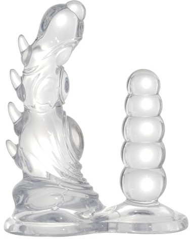Monster Double Ended Dildo,7.4 in Knot Dildo and 5.3 in Anal Beads,Clear Dildo with Strong Suction Cup,Adult Sex Toys for Women Men Lesbian