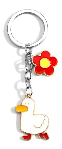 MUCOOS Little Duck Keychain, Keyrings for Women,Cute Duck and Flower Keychain Pendant, Gift for Women, Gift for Girlfriend, Gift for Daughter, Personalized Keychain, Friend Gift,Funny Keyring