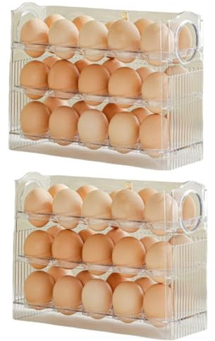 Yominerr Refrigerador Rejilla para Huevos Puerta Abatible para Frigorífico Rejilla para Almacenamiento Huevos Bandeja Contenedor Ahorro Espacio Caja Almacenamiento Huevos Rejilla