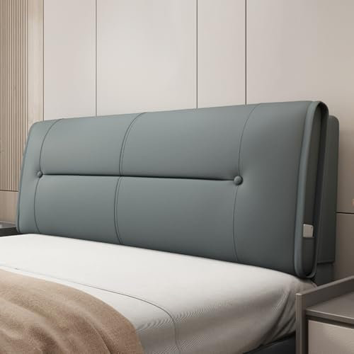 Großes graues Pastenbett-Kissen zur Wandmontage, rechteckig, Lendenwirbelstützkissen mit abnehmbarem Bezug für Sofa, Bett, Etagenbett, 200 x 58 x 10 cm