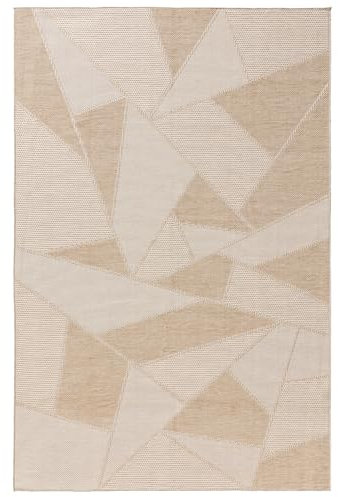 benuta Nest Bronco - Alfombra (140 x 200 cm, fibra sintética, apta para exteriores, rectangular, geométrica, minimalista, fácil de limpiar, para salón y dormitorio)