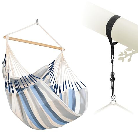 LA SIESTA® Domingo, kit di sospensione grande e comodo per amaca e albero – kit di sospensione per alberi travi pali – resistente alle intemperie, altalena amaca per interni ed esterni – sedia sospesa