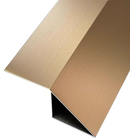 Edelstahl-Bodenleiste für unebene Böden, rechtwinklig, Fliesen-/Holz-/Laminatplattenverkleidung und Türrampe (Messing, B 2 cm x H 2 cm)