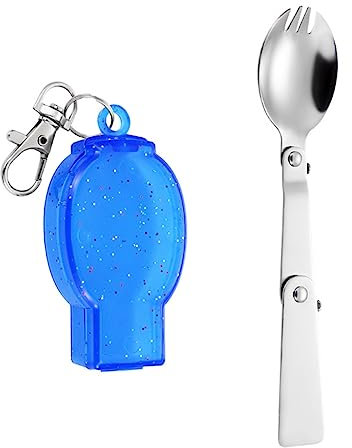 XAGMODSHN Folding Spoon Fork Sporks Stainless-Steel Pocket Tableware Protable Camping Utensil for Outdoor Hiking Picnic Barbecue