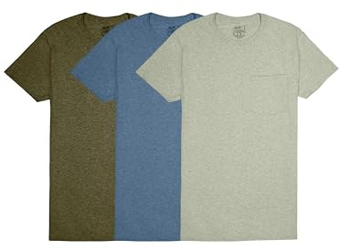 Fruit of The Loom Men's Undershirts, Moisture Wicking & Tag Free, Short Sleeve Crew T-Shirts, Assorted Earth Tones - 3 Pack - Pocket, X-Large