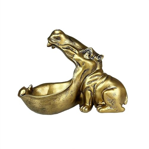 Cikiki Hippo Figurine Candy Dish,Resin Fun Big Mouth Hippo Animal Statue Candy Key Bowl for Home Entryway Office Desk,Functional Decorative Bowl for Keys Candy Remote Controls