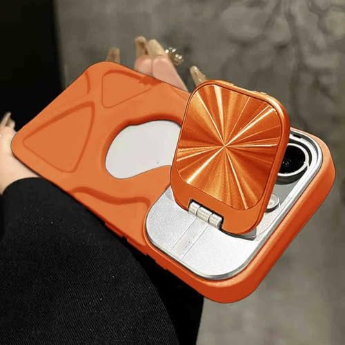 PYYLTTP Étui de Luxe pour iPhone 16, 15, 14, 13, 12, 11 Pro Max Plus, avec Support d'objectif et Chargeur magnétique sans Fil, Couleur Orange, pour iPhone 15Pro Max