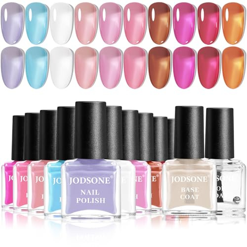 JODSONE Jelly, set di smalti per unghie, 10 colori con 2 pezzi di base e top coat ad asciugatura rapida, regalo per le donne