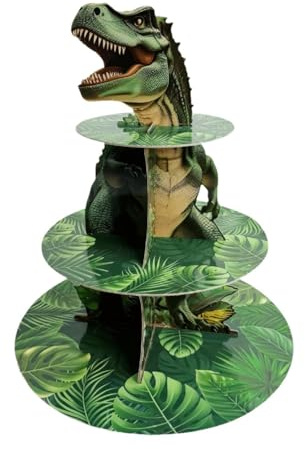 Baoblaze Dreistöckiger Kuchenhalter mit Dinosaurier-, Cupcake-Ständer, Party-Dessertregal, Serviertablett für Restaurant, Obst, Familie, Freunde, Mädchen
