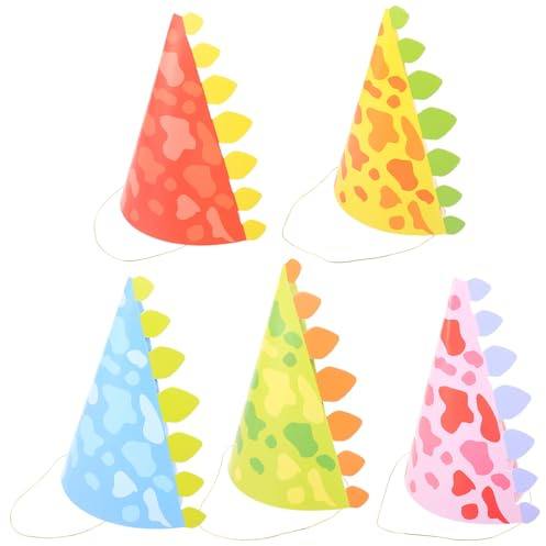 Healeved 10 Pezzi Cappelli da Festa a Cono Rosa Tema Dinosauro per Copricapo Compleanno Leggero e Sicuro Accessori Fotografici per Feste e Decorazioni