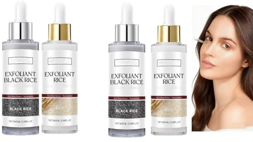 Black & White Rice Exfoliant, Aufhellendes Gesichtsserum für normale/Mischhaut Peeling & Feuchtigkeitsspendende Hautpflege für Gesicht und Körper (100ml / Weiß + 100ml / Schwarz) (2SETS)
