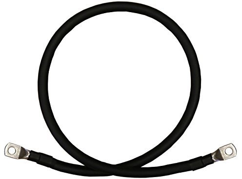 2/0 AWG 2/0 Gauge Single Black 2 feet w/3/8 Lugs Pure Copper PowerFlex Battery Inverter Cables for Solar, RV, Auto, Marine Car, Boat