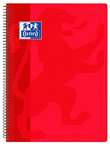 Oxford, Cuaderno A4 (Folio), cuadrícula 4x4, tapa plástico, color rojo
