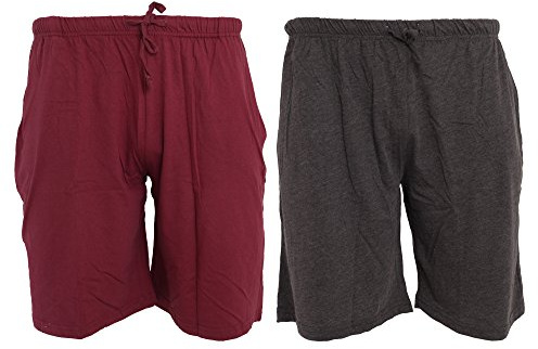 Tom Franks Jersey Lounge Shorts (2 Pack) (Medium) (Wine/Dark Grey Marl)