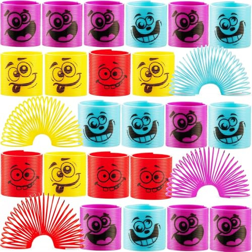 Schraubenfeder Mega Pack mit 50 Stück -verschiedene Ausführungen und Farben | Spiralförmiges Plastikspielzeug, kleine Geschenke, Adventskalender, Geburtstage, Partygeschenke für Kinder