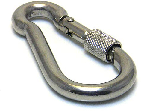 2 Stk. Karabinerhaken Edelstahl Rostfrei mit Verschluss Karabiner Niro AISI 316 V4A 50-120mm (10 x 100)