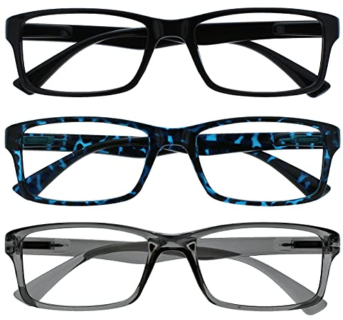 OPULIZE PEP Klassische Lesebrille für Damen und Herren, rechteckiger Rahmen mit Federscharnieren, 4er-Pack and 5er-Pack