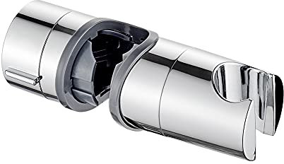 Ibergrif M20404 Supporto Soffione Doccia per Barra per Saliscendi, Regolabile Ricambio Porta per Doccetta, 18-25 mm, ABS, Cromo, Argento